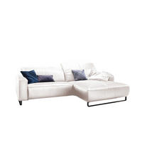 ECKSOFA MIT SITZTIEFENVERSTELLUNG YORK Ecru Leder - Ecru/Schwarz, Leder (284/180cm) - KAWOLA
