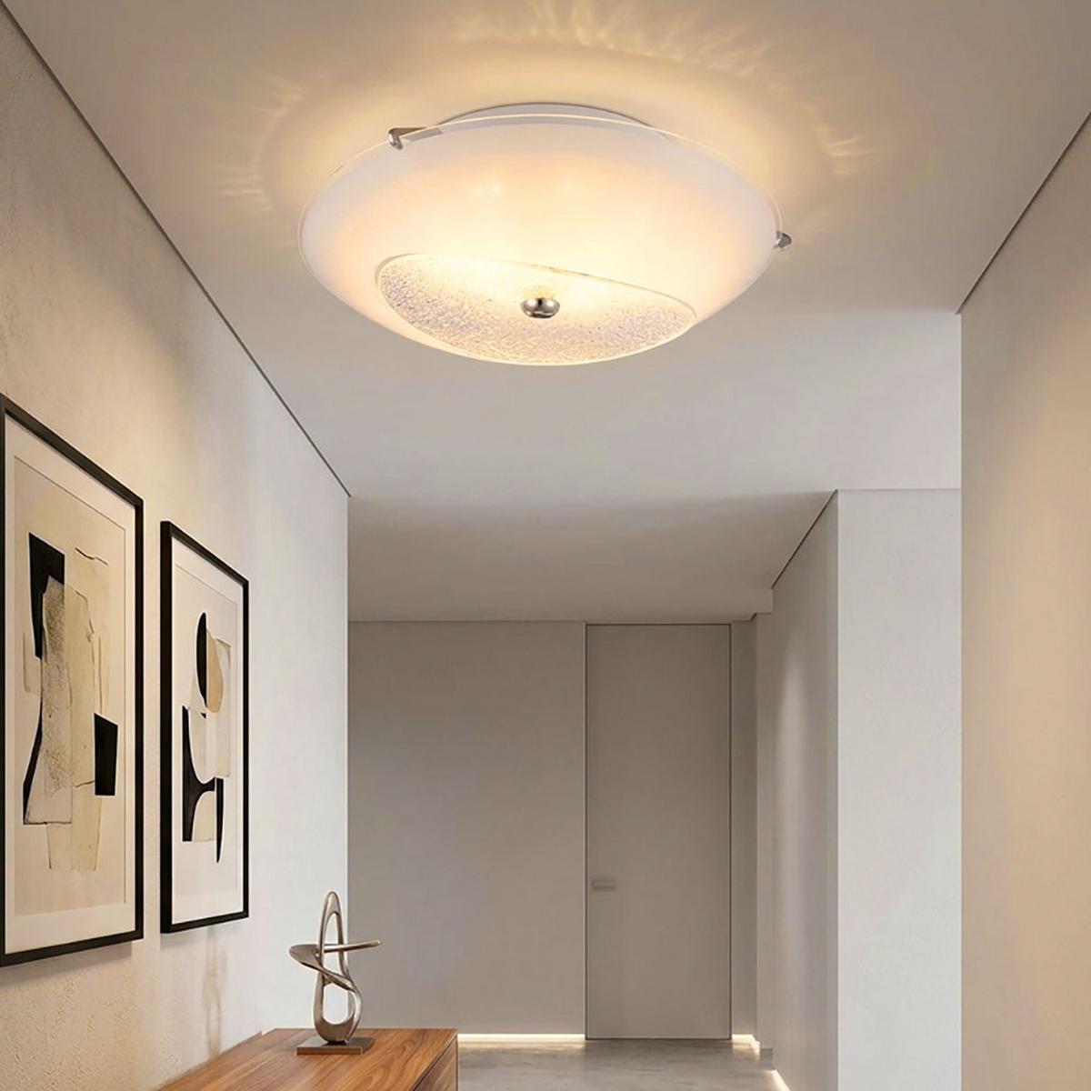 LED DECKENLEUCHTE KESSY Glas Chrom Weiß - Weiß, Glas (25/25/8cm) - Globo Lighting