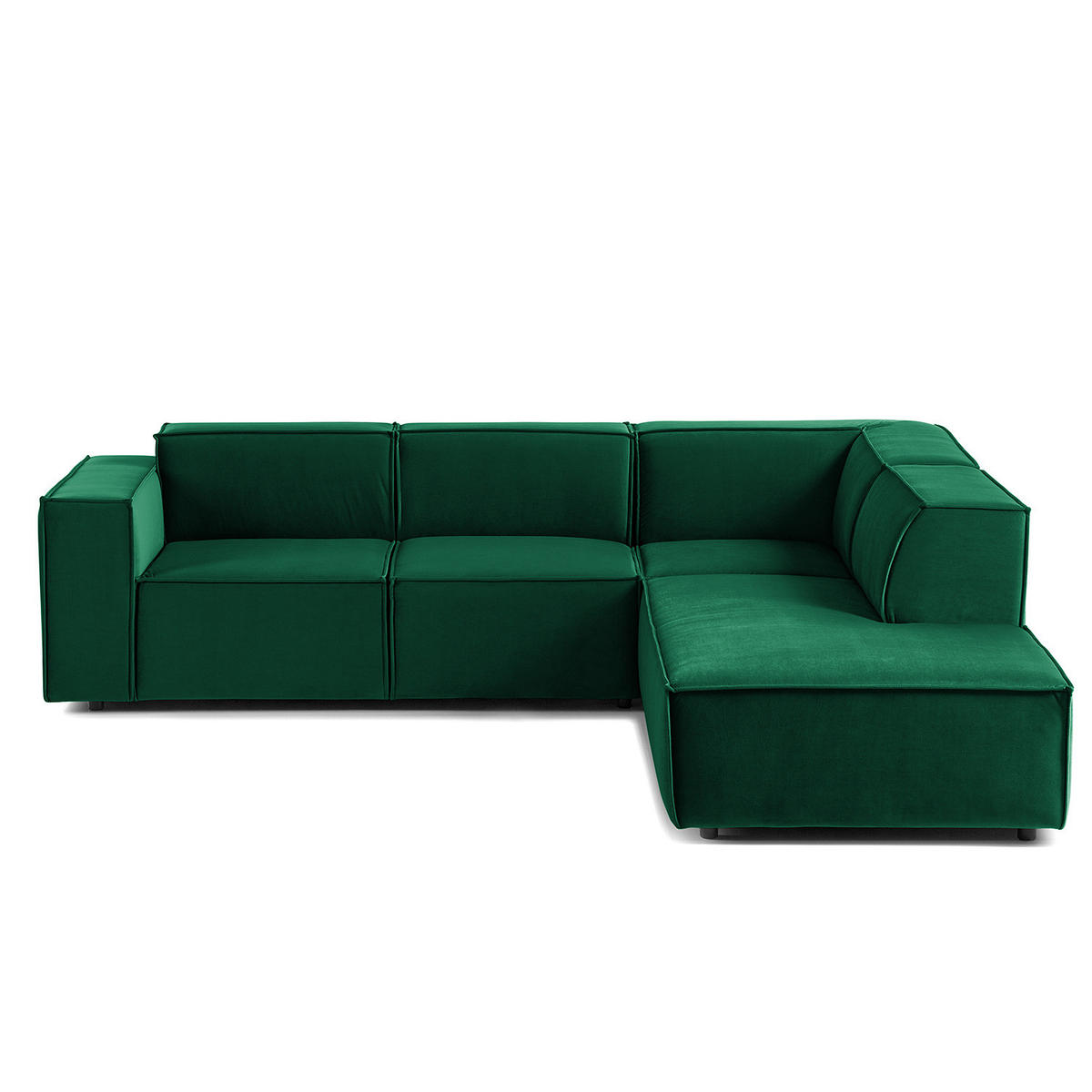 ECKSOFA mit Ottomane - Dunkelgrün/Schwarz, Kunststoff/Textil (260/234cm) - home24