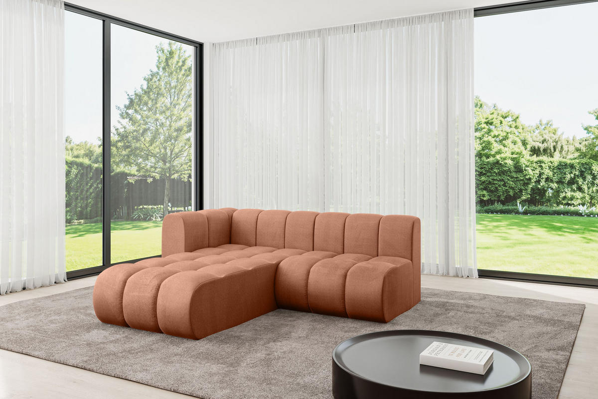 ECKSOFA modulares Sofa Darnel-L1 - 205x177x70 cm Apricot - Koralle, Holzwerkstoff/Textil (205/177cm) - ALTDECOR