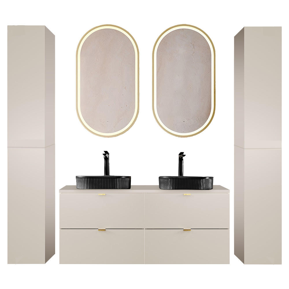 BADMÖBEL-SET 5-TLG. Durango-56 - Beige, Holzwerkstoff (210/200/47cm) - Lomado