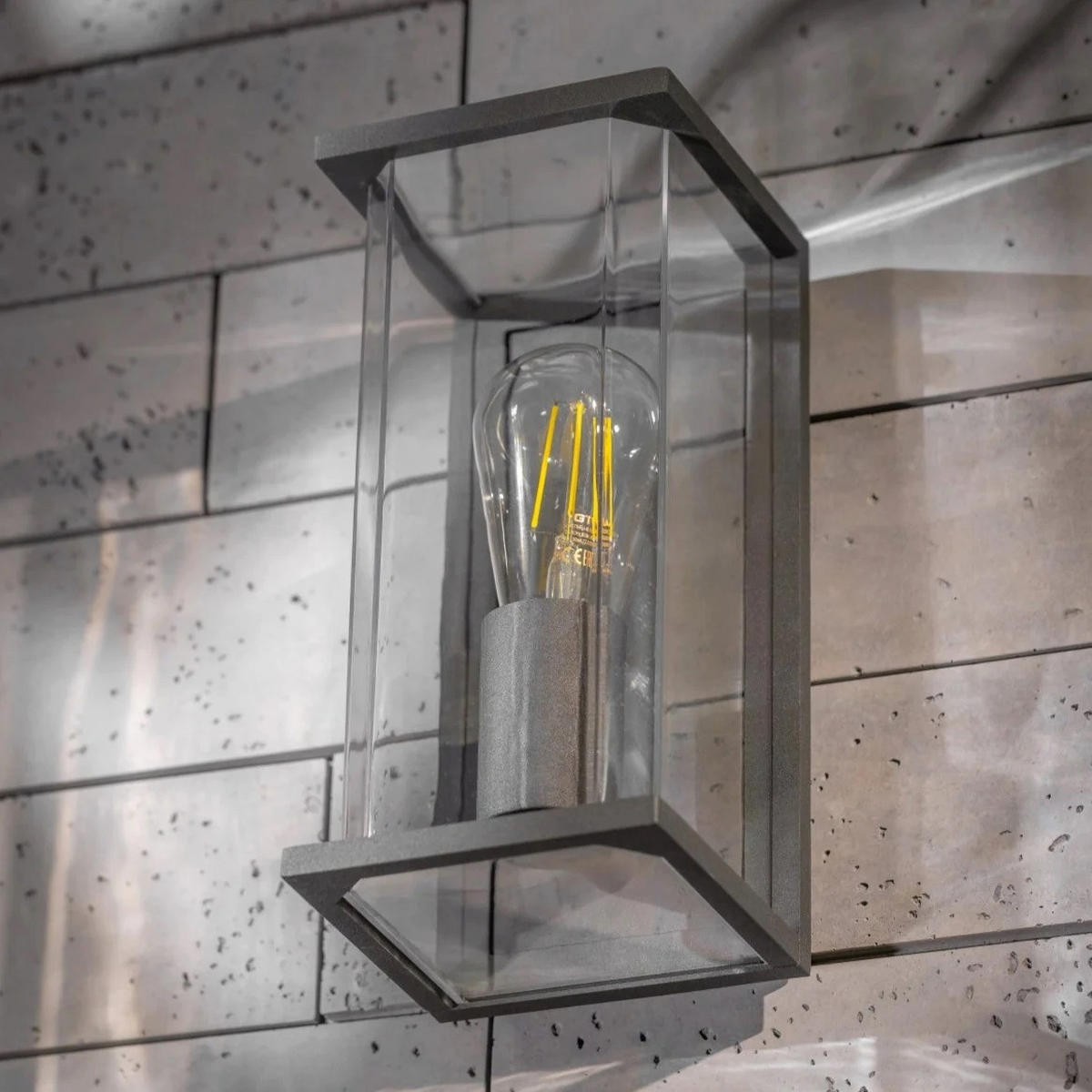 AUSSENWANDLEUCHTE Anthrazit Grau E27 Klarer Diffusor IP54 - Dunkelgrau/Anthrazit, Metall (12.5/26.5/14.5cm) - CGC Europe