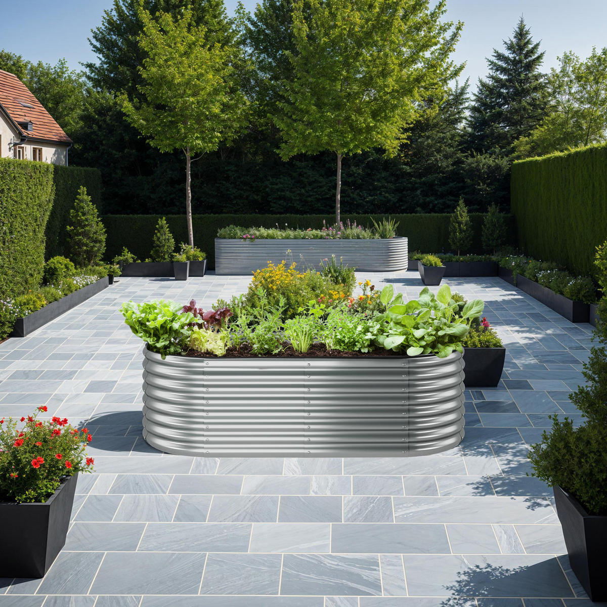 HOCHBEET Flormma,200 x 100 x 60 cm,silber - Silberfarben, Metall (200/60/100cm) - tectake