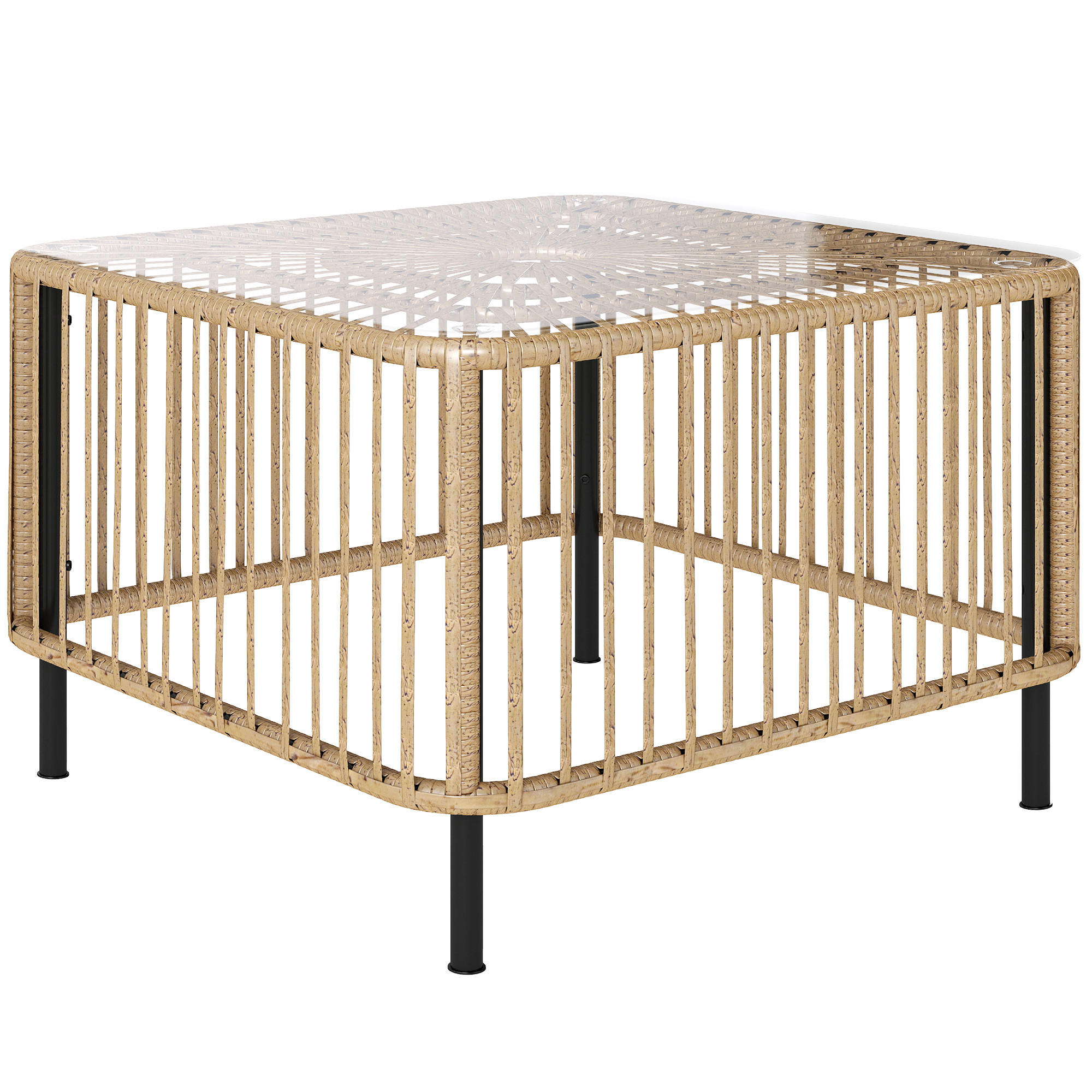 Outsunny Polyrattan Natur 65x43x65 cm