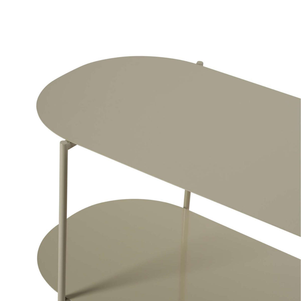COUCHTISCH mit 2 ablagen mit abgerundeten kanten 51/100/45 cm - Taupe, Metall (104/51/45cm) - Calicosy
