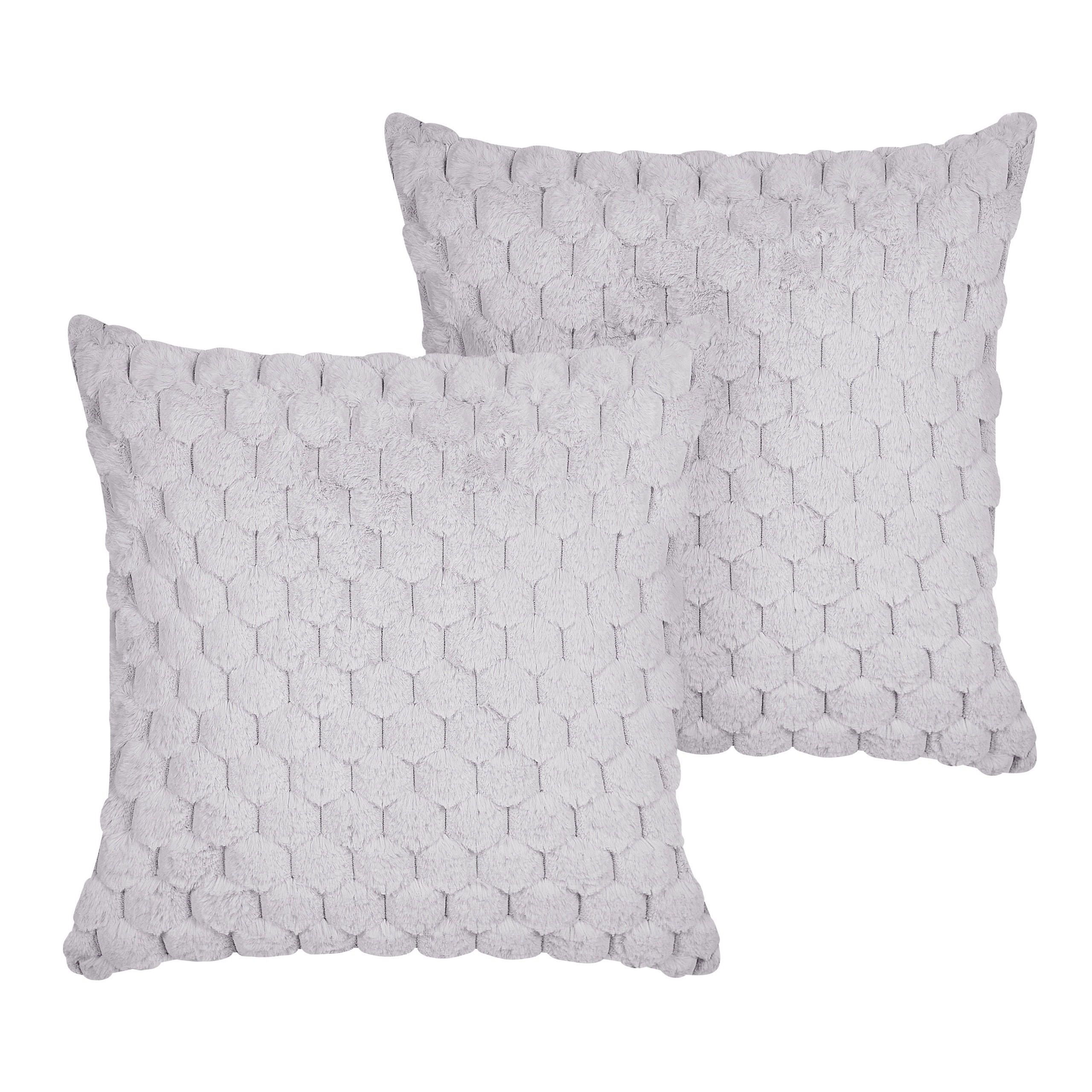 DEKOKISSEN 2er-Set Hellgrau 43/43 cm Purslane - Hellgrau, Textil (43/43cm) - Beliani