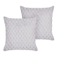 DEKOKISSEN 2er-Set Hellgrau 43/43 cm Purslane - Hellgrau, Textil (43/43cm) - Beliani
