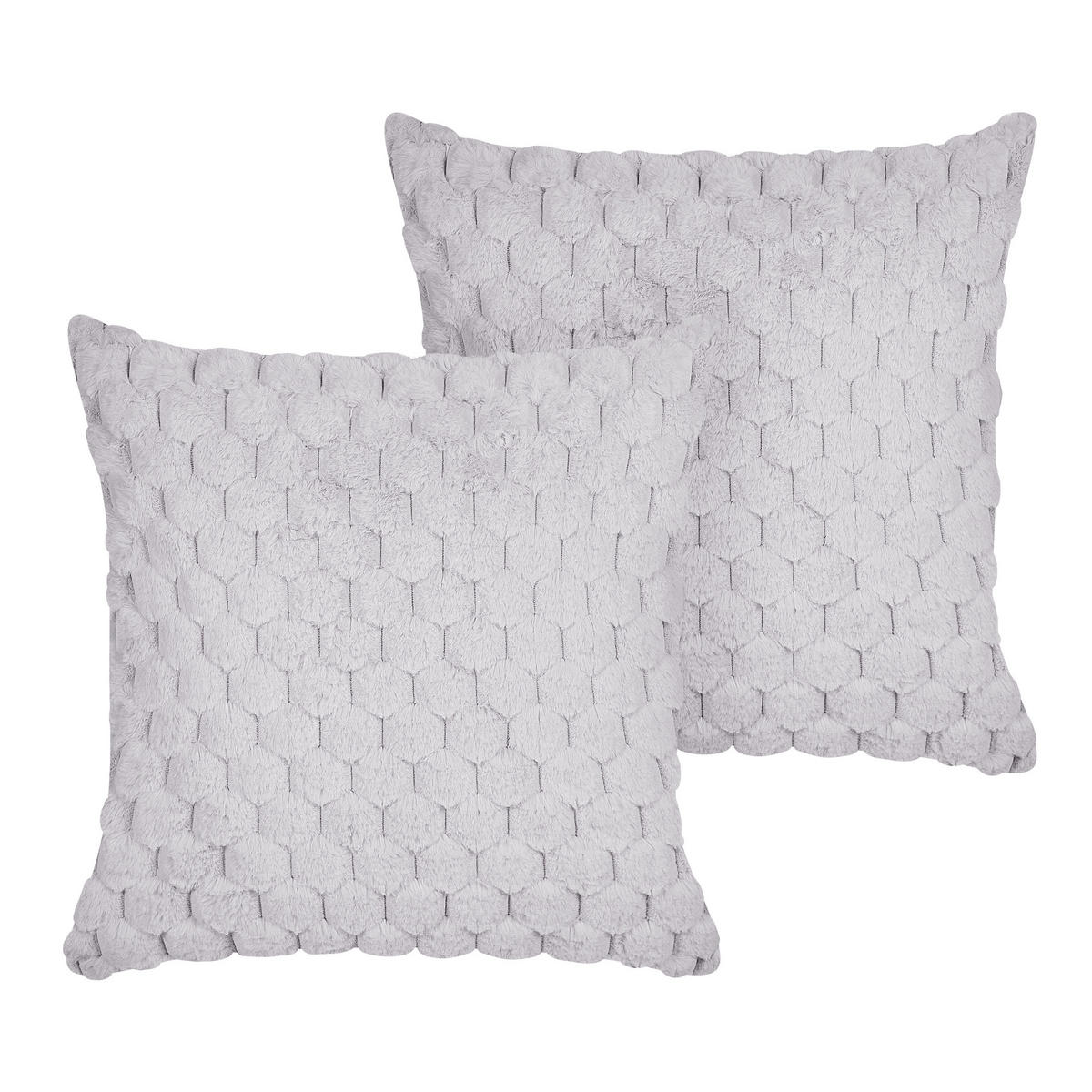 DEKOKISSEN 2er-Set Hellgrau 43/43 cm Purslane - Hellgrau, Textil (43/43cm) - Beliani
