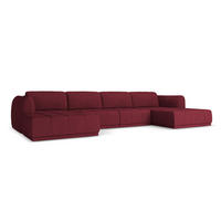 WOHNLANDSCHAFT Chenille Stoff Rot - Rot/Weinrot, Kunststoff/Textil (370/74/170cm) - Makamii