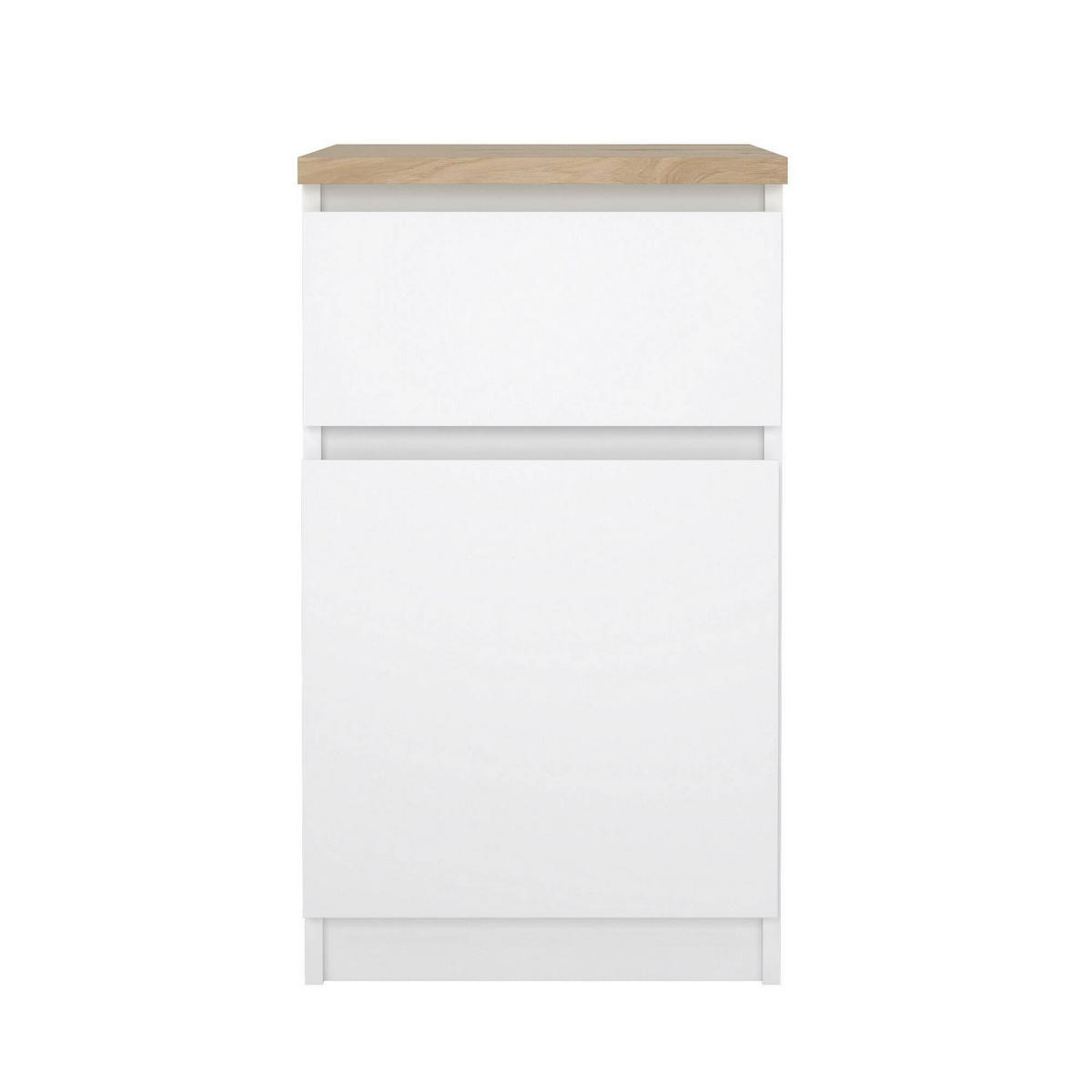 NACHTTISCH Glänzendes Weiß, Eiche 40/40.4/70.1 cm - Weiß, Holzwerkstoff (40.4/70.1/40cm) - DMORA