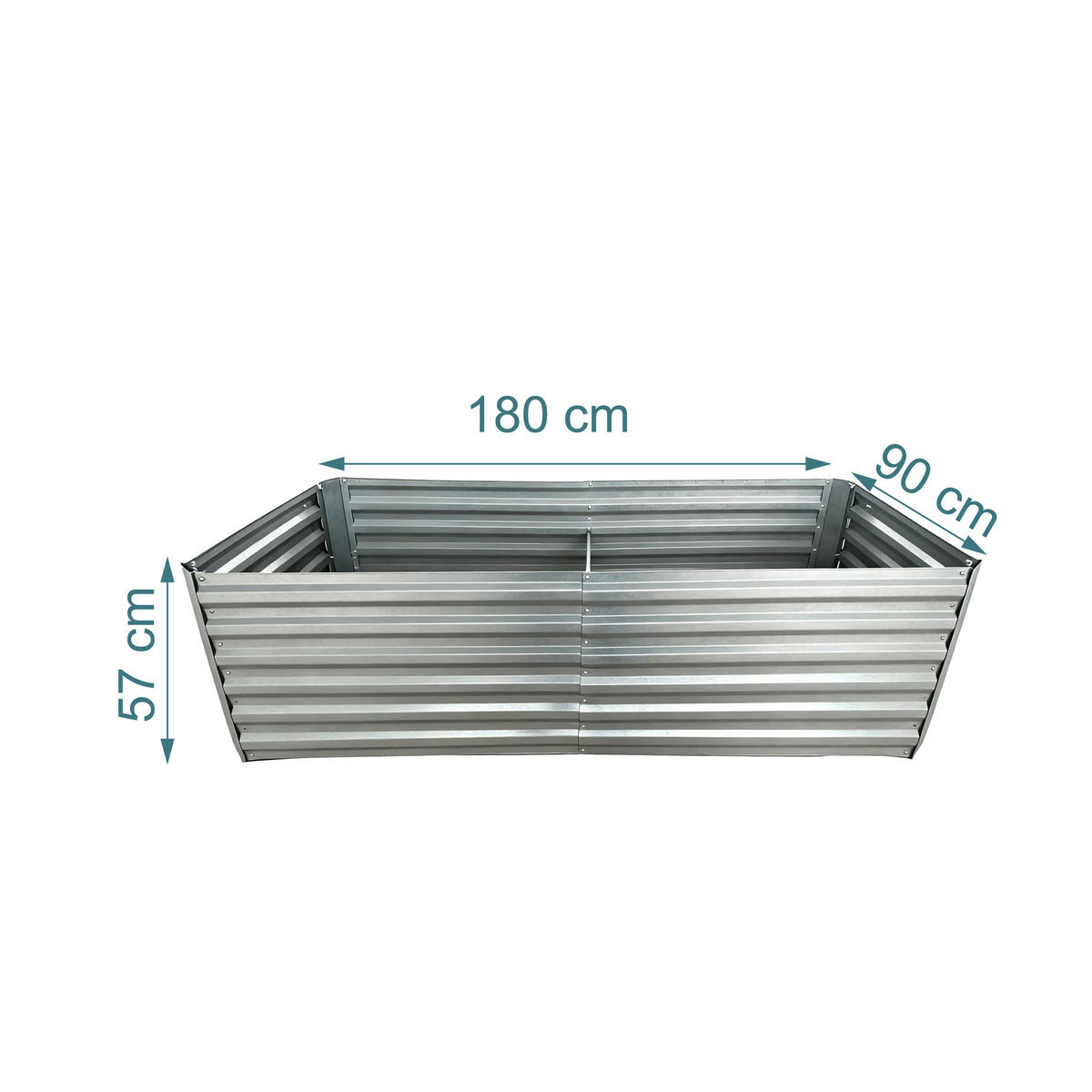 HOCHBEET Silber Metall 57x180x90 cm - Silberfarben, Metall (180/57/90cm) - Relaxdays