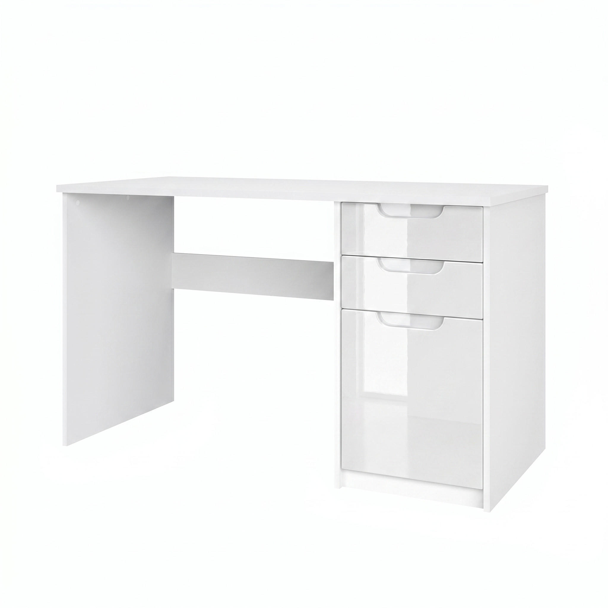 SCHREIBTISCH Logan Fronten in Weiß Hochglanz - Weiß Hochglanz, Holzwerkstoff (60/129/76cm) - Vladon