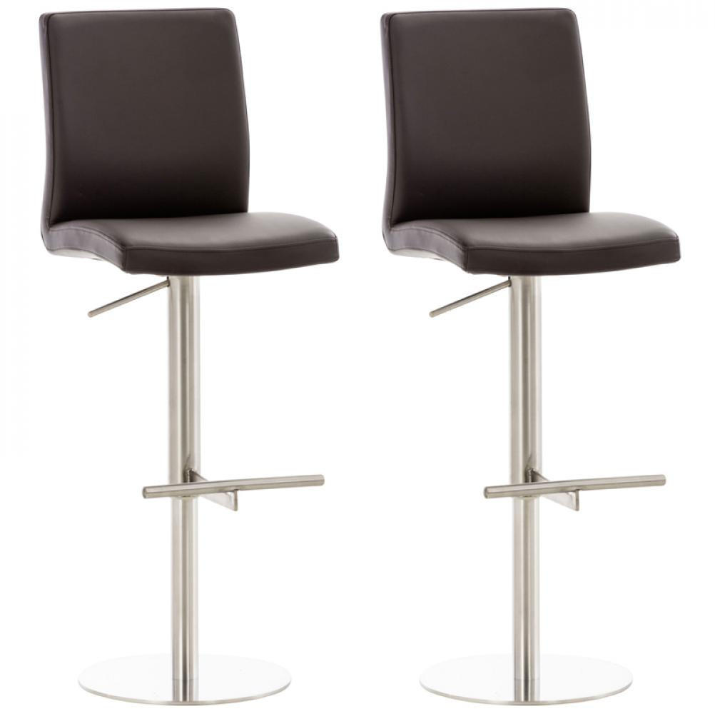 BARHOCKER 2er Set Lederlook Braun - Edelstahlfarben/Braun, Textil/Metall (40/93/49cm) - CLP