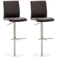 BARHOCKER 2er Set Lederlook Braun - Edelstahlfarben/Braun, Textil/Metall (40/93/49cm) - CLP