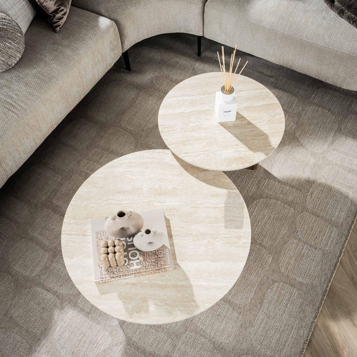 COUCHTISCH Romano Braun 76/76/30 cm 2er-Set - Beige, Keramik (76/76/30cm) - Hoyz Collection
