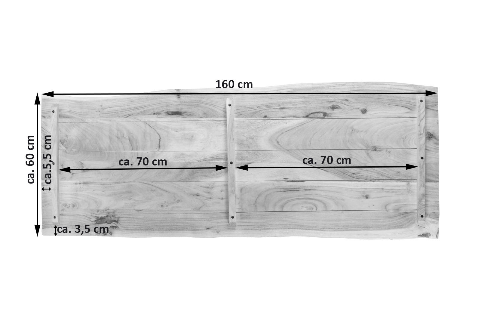TISCHPLATTE CURT - Beige/Naturfarben, Akazienholz/Holz (60/160/3cm) - SAM