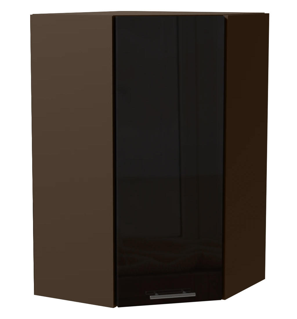 Feldmann-Wohnen Eck-Hängeschrank Schwarz Hochglanz, Dunkelgrau 60x96x60 cm