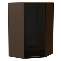 ECK-HÄNGESCHRANK Essen W4/10/60 Schwarz Hochglanz / Lava Matt 60 / 60 / 96cm - Schwarz Hochglanz/Dunkelgrau, Holz/Holzwerkstoff (60/96/60cm) - Feldmann-Wohnen