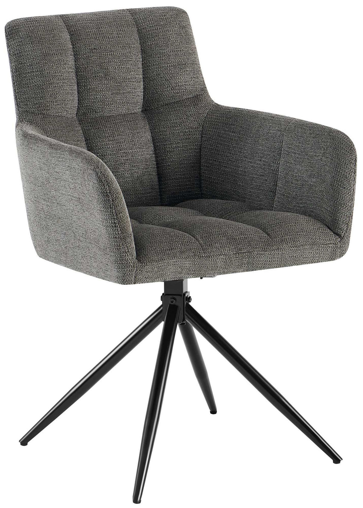 ARMLEHNENSTUHL Stoff Dunkelgrau - Dunkelgrau/Schwarz, Textil/Metall (59/87/59cm) - CLP