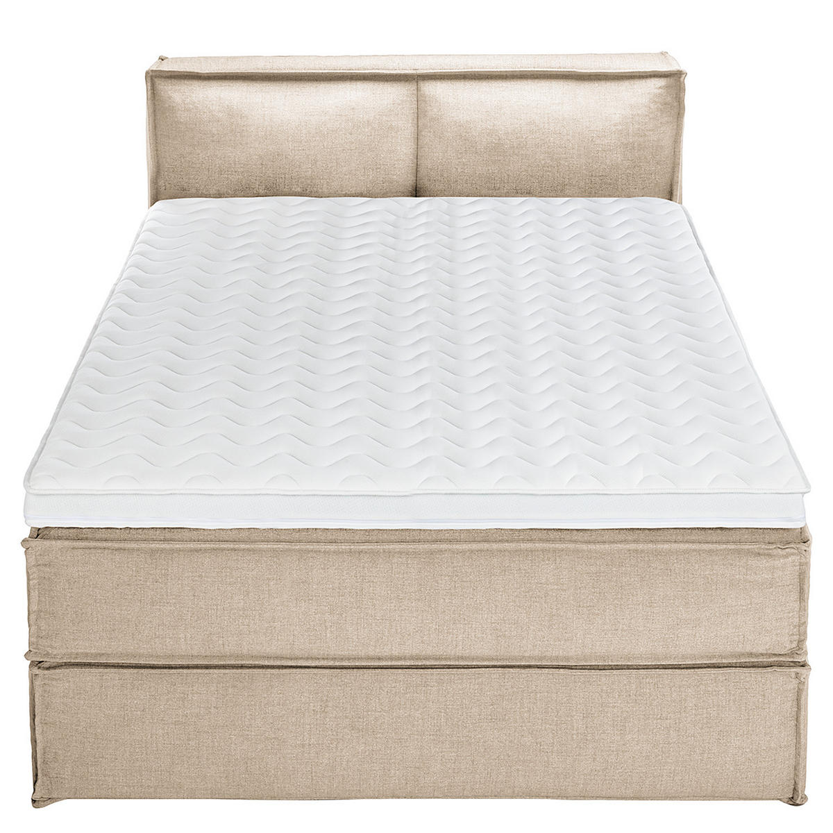 BOXSPRINGBETT mit Kopfteil - Premium - Beige, Textil (140/220cm) - home24
