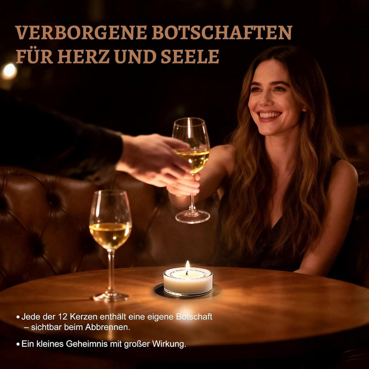 DUFTKERZEN Geschenkset 12-teiliges Set Sojawachs mit Botschaft - Rosa, Paraffin (7cm)