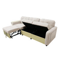 ECKSOFA 228/80/78 cm aus Samt mit Ottomane, USB-Anschluss und Stauraum Beige - Beige, Textil (80/228cm) - Modenvie
