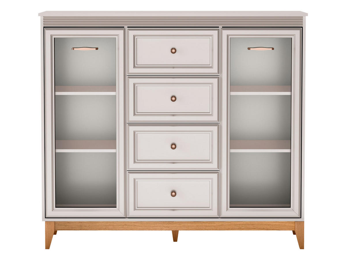 KOMMODE Windsor W-07 - Kaschmir/Eichefarben, Holz/Holzwerkstoff (142/126/41cm) - MIRJAN24