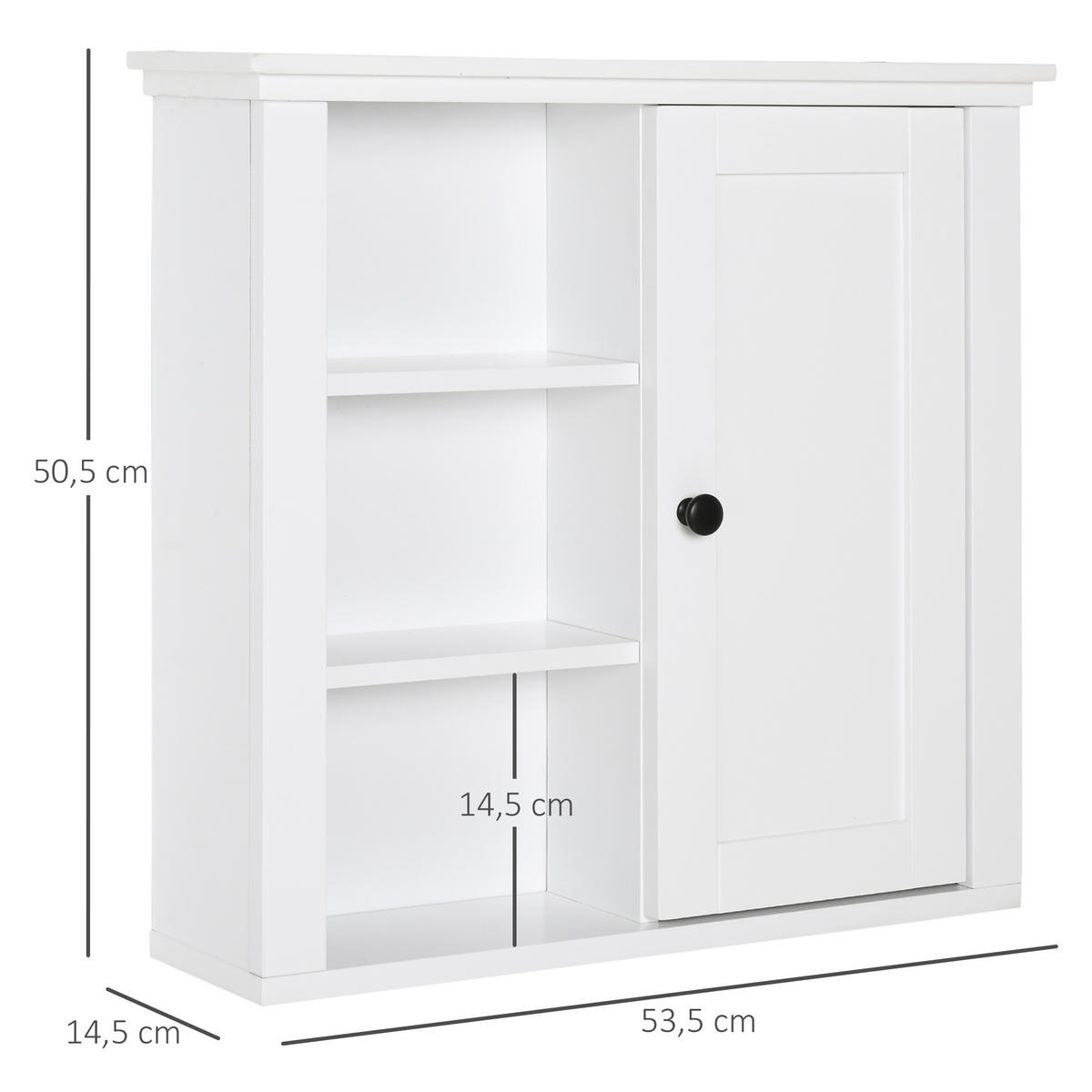 HÄNGESCHRANK DE-15851 mit 3 Nischen Weiß - Weiß, Holzwerkstoff (14.5/50.5/53cm) - ComfortXL