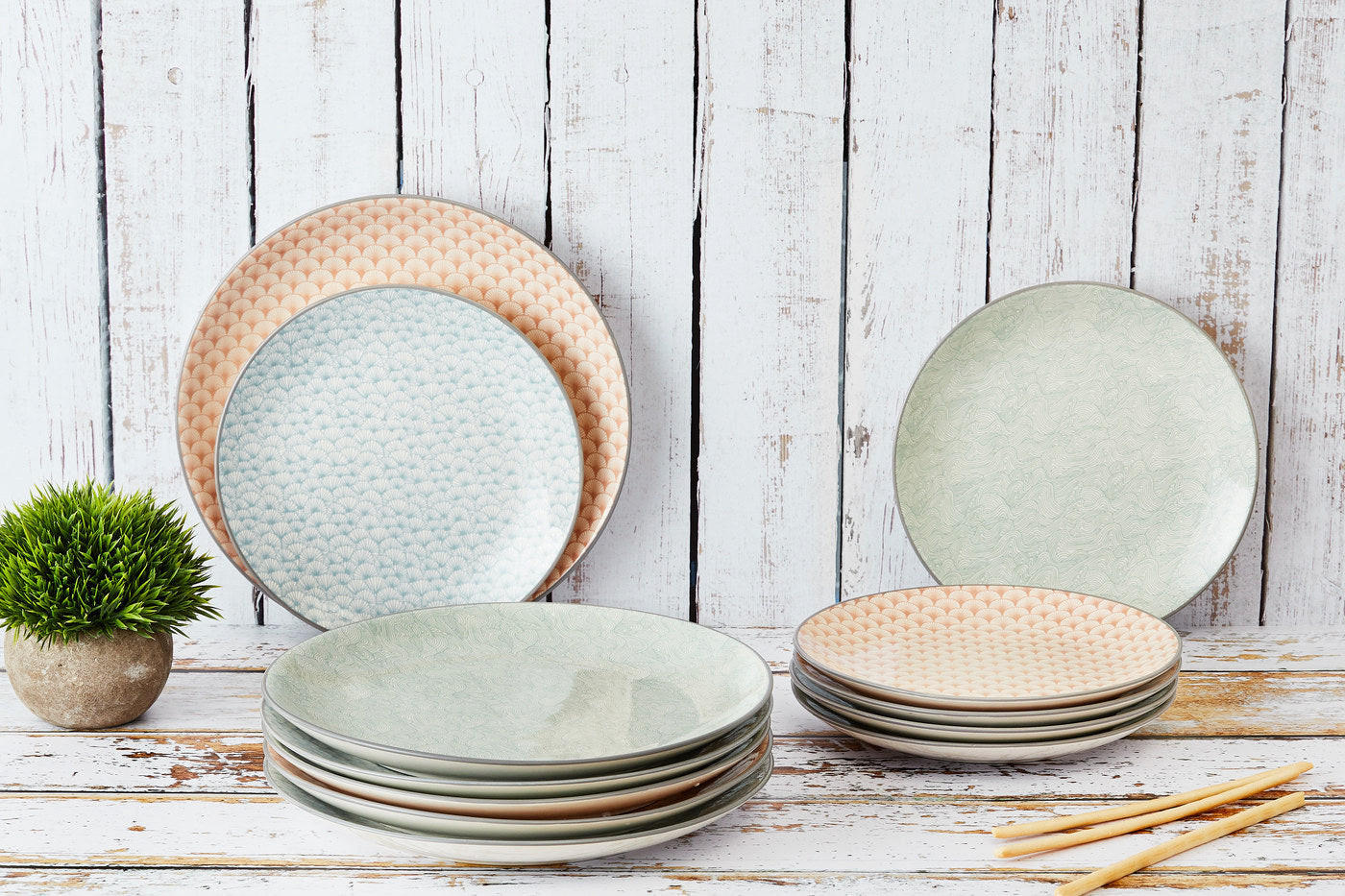 TELLER Pattern Ø21cm - 6er-Set - Pastel - Pink, Keramik (21cm) - Björn