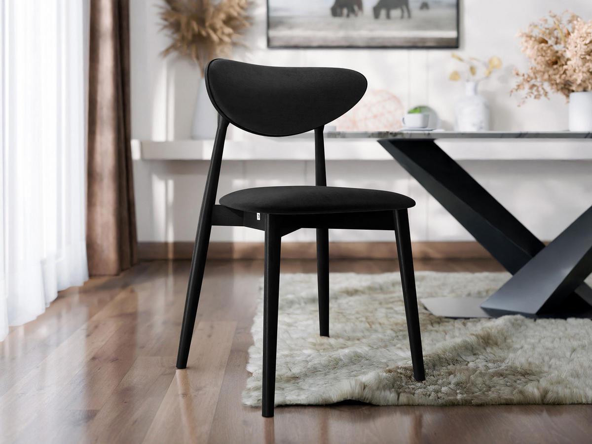 WOHNZIMMER STUHL KT65/C, Holzfarbe: Schwarz - Schwarz, Holz/Textil (48/80/49cm) - MIRJAN24