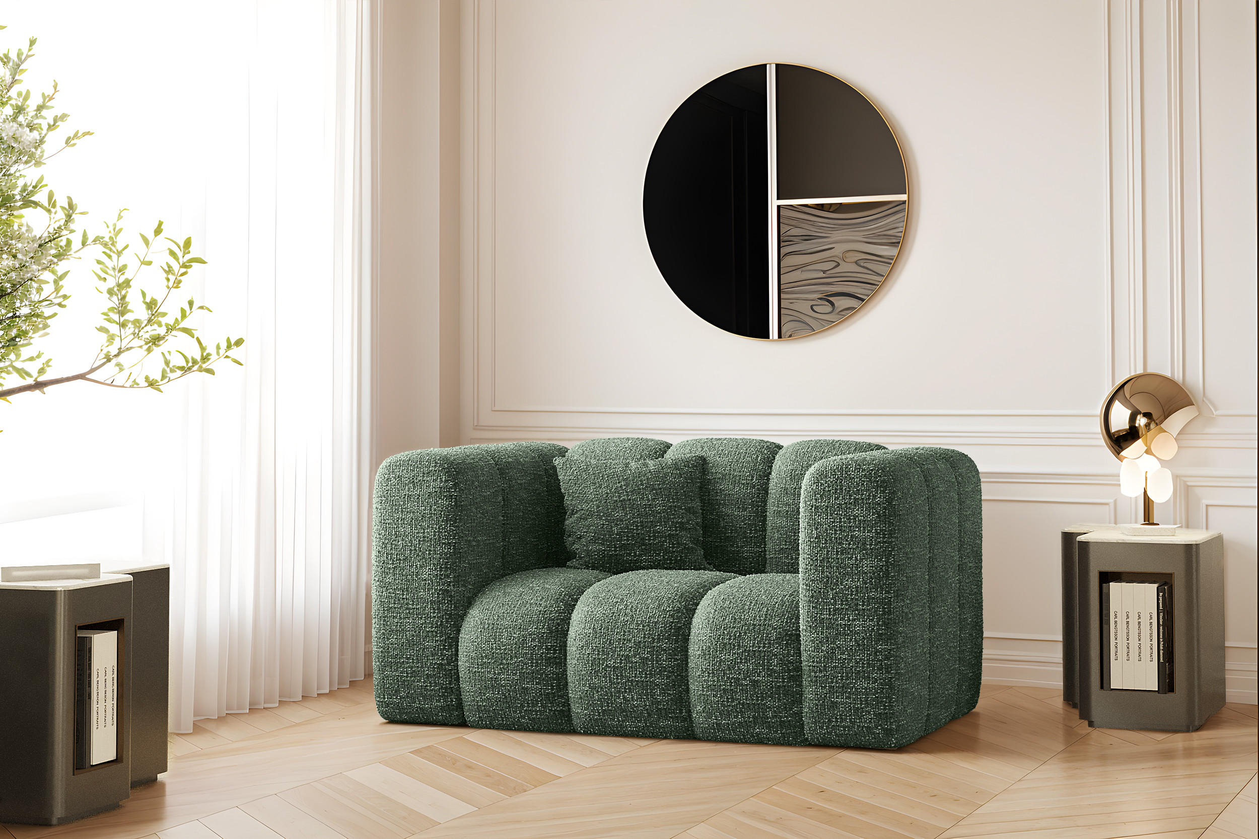 SESSEL Sofa Grand modular stoff Haga Grün - Grün, Holz (137/70/89cm) - Kaiser Möbel
