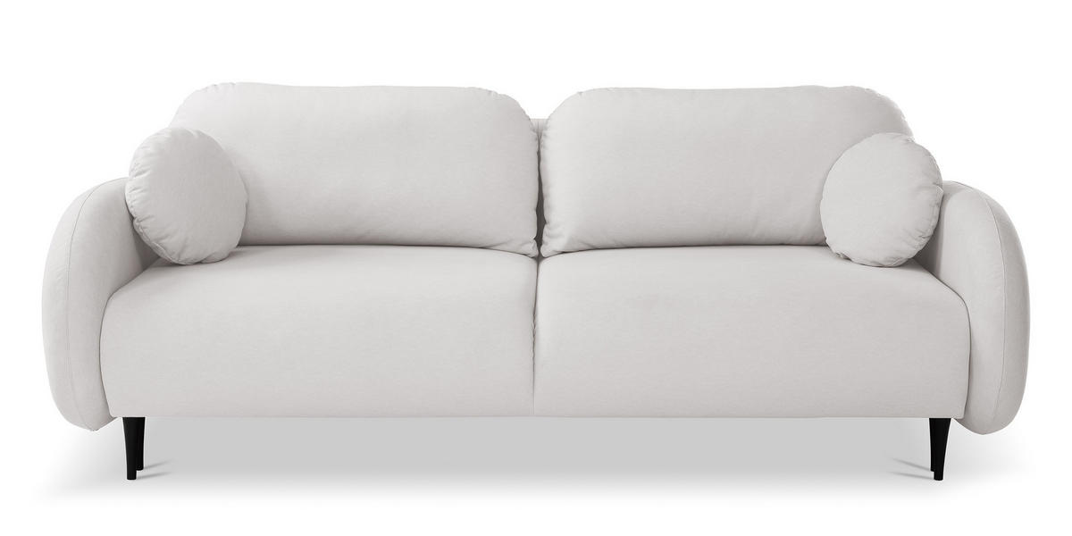 SCHLAFSOFA Bafra Creme Velours - Creme/Schwarz, Holz/Textil (232/92/102cm) - Selsey