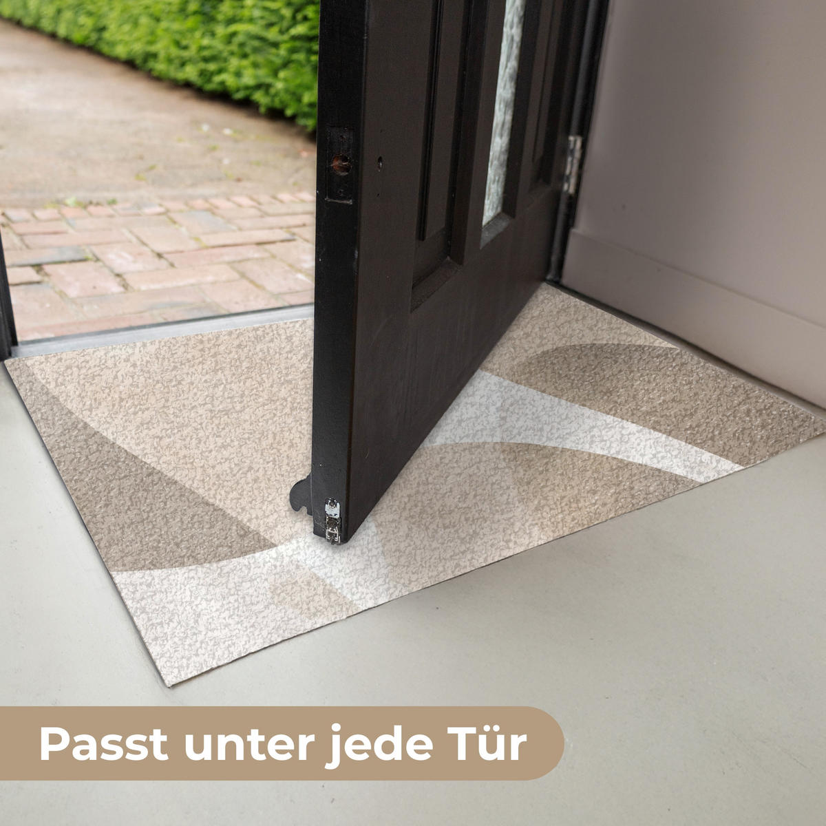 FUSSMATTE Glatte Oberflächen - Harmonisch - Wellenförmig 60x40 cm - Beige, Kunststoff (60/0.4cm) - MuchoWow