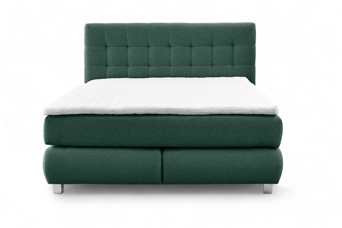 BOXSPRINGBETT Ben mit Pocketmatratze und Bonellmatratze inkl. Topper - Grün, Textil (180/200cm) - AN-Moebel 4u