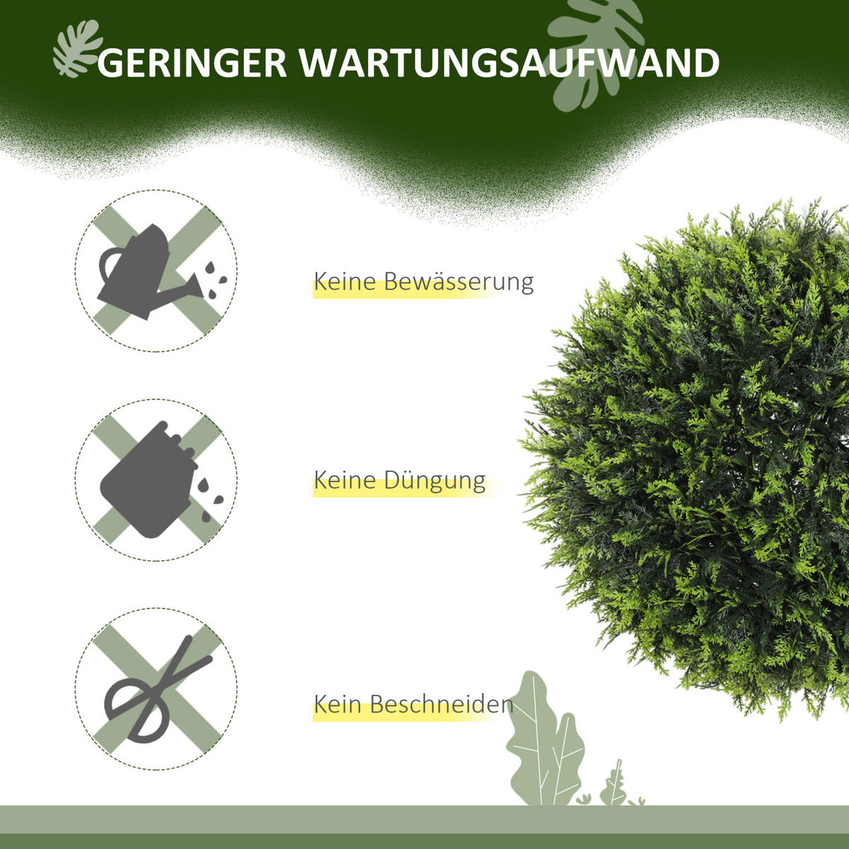 KUNSTPFLANZEN Zedernbusch 45/45/45 cm grün aus Kunststoff mit UV-Schutz - Grün, Kunststoff (45cm) - OKWISH