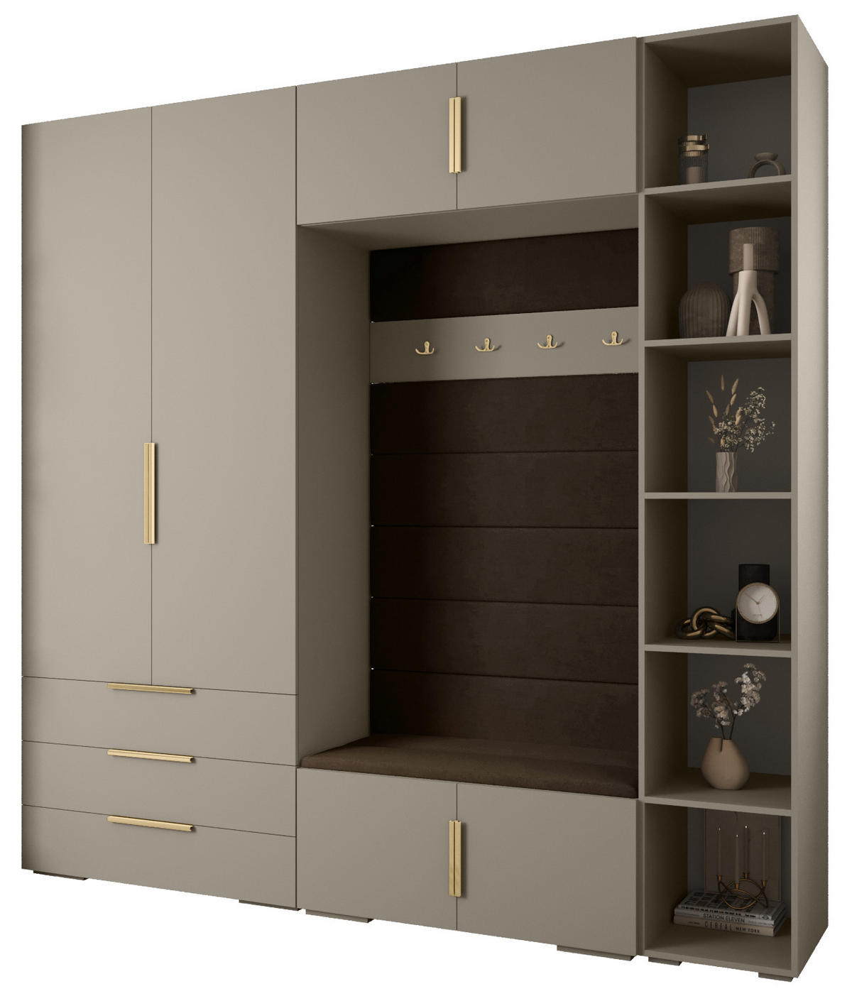 GARDEROBEN-SET 236,7/240/47 - Kaschmir/Goldfarben, Holz/Kunststoff (240/236.7/47cm) - Abiks Möbel