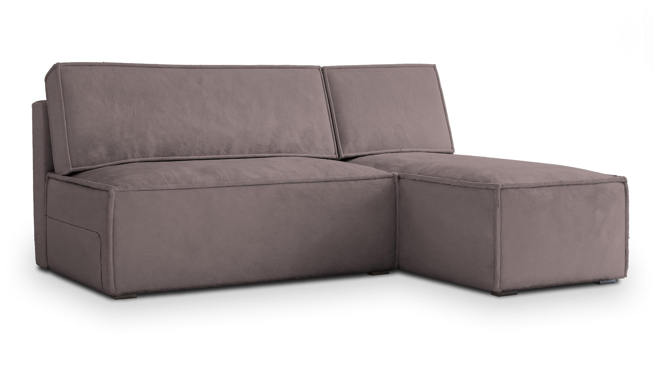 ECKSOFA BRISO M Lila Velours-Stoff mit Schlaffunktion - Lila, Holz (200/140cm) - MASSENO