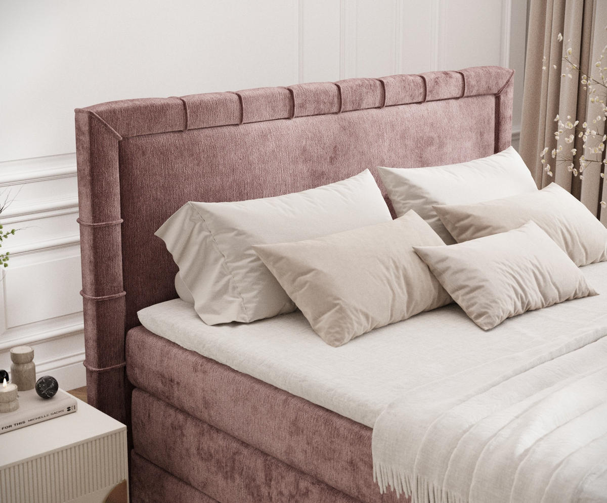 BOXSPRINGBETT Rosabel Rosa 200/200 cm mit Matratze und Topper - Pink/Schwarz, Holz/Holzwerkstoff (200/200cm) - Maison de Reve