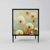 SIDEBOARD DREAMY MEADOW, Schwarz, 57,5x42x72,5 cm, Schwarze Metallfüße - Multicolor/Schwarz, Holzwerkstoff/Metall (57.5/72.5/42cm) - SpaceRebels