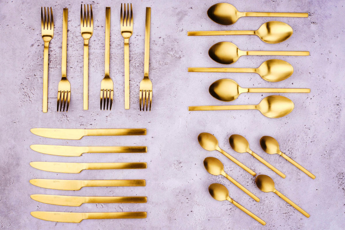 BESTECKSET 24-teilig Emund - Gold - Goldfarben, Metall - Björn