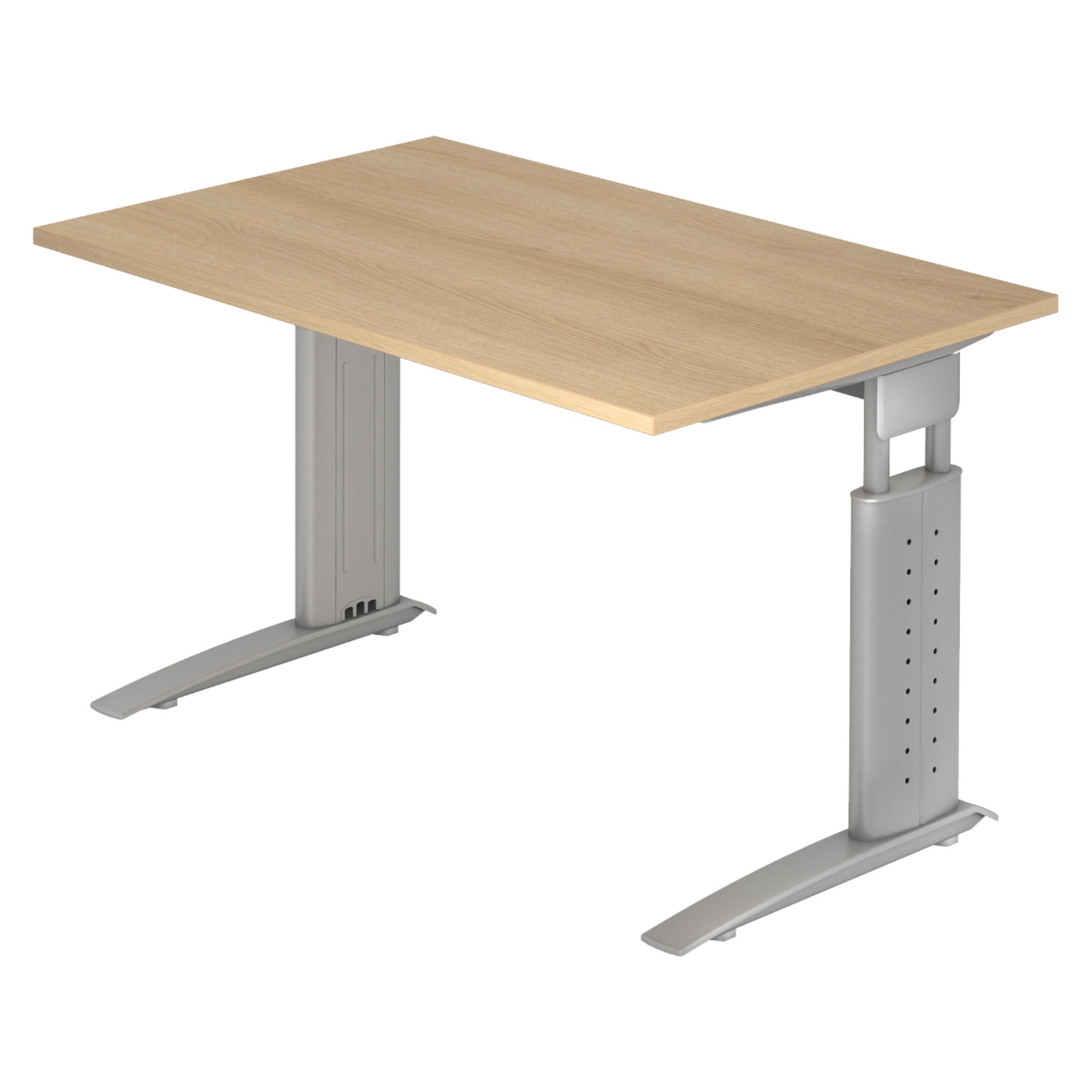 SCHREIBTISCH Serie-U 80/120/74 cm in Eichefarben/Silberfarbengrau - Eichefarben/Silberfarben, Holzwerkstoff (80/120/74cm) - bümö