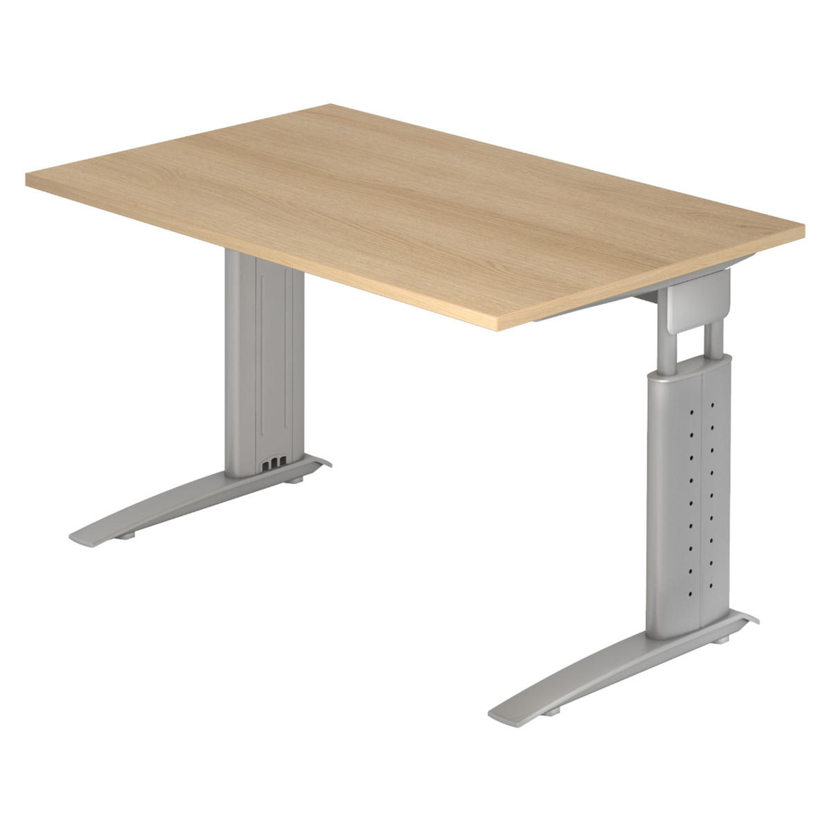 SCHREIBTISCH Serie-U 80/120/74 cm in Eichefarben/Silberfarbengrau - Eichefarben/Silberfarben, Holzwerkstoff (80/120/74cm) - bümö