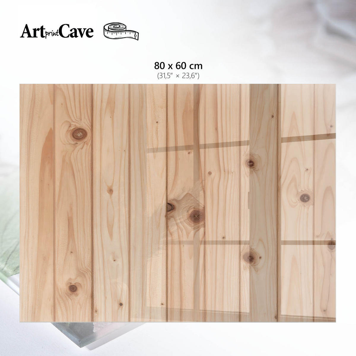 GLASPLATTE 80x60 cm – Holzstruktur - Braun, Glas (0.4/80/60cm) - ArtPrintCave