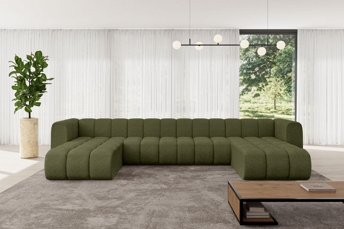 WOHNLANDSCHAFT modulares Sofa Joren-U2 - 410x177x70 cm Grün - Grün, Holzwerkstoff/Textil (410/70/177cm) - ALTDECOR