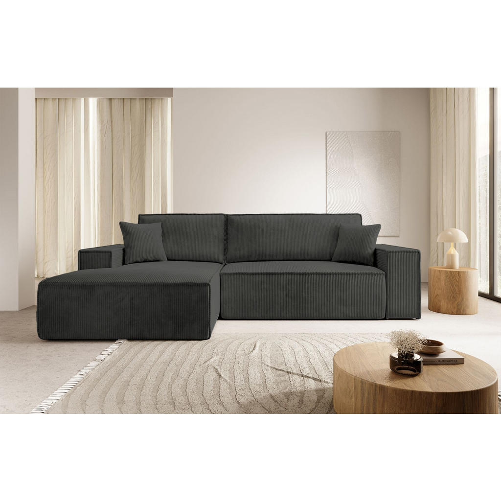 Thumbnail - Selsey Ecksofa, Dunkelgrau, Textil, 3-Sitzer, Ottomane links, L-Form,L-Form, 267x167 cm, Wohnzimmer, Sofas & Couches, Wo...