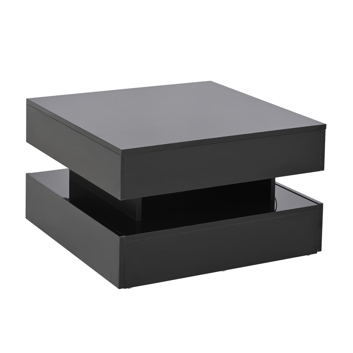 COUCHTISCH 65/65/38,5 cm in Schwarz, höhenverstellbar mit LED-Beleuchtung - Schwarz, Holzwerkstoff (65/65/38.5cm) - Flora Grace