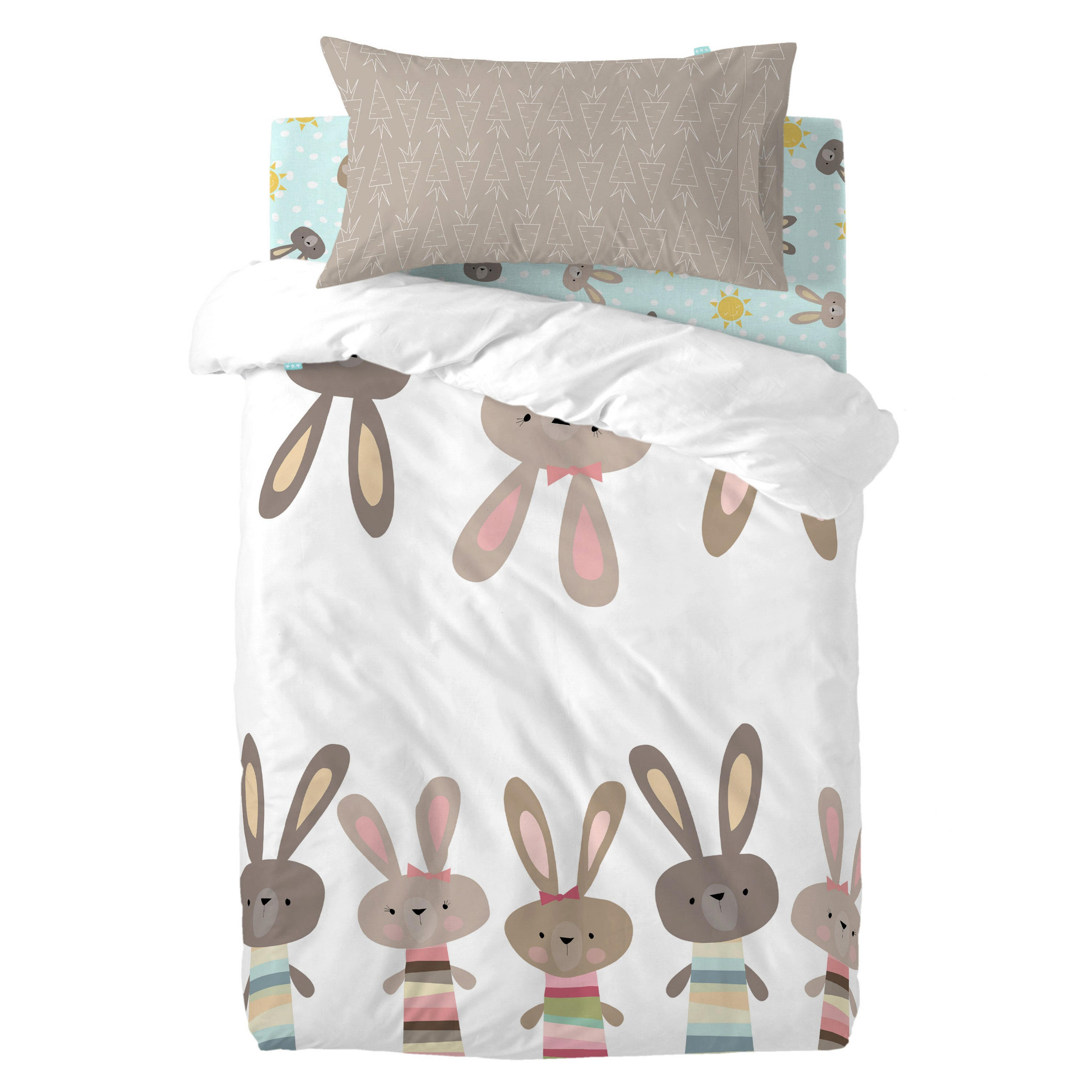 BETTBEZUG 2er-Set teiliges rabbit family 115x145 cm (kinderbett) mehrfarbig - Multicolor, Textil (115/145cm) - Happy Friday