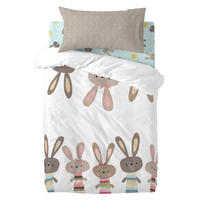 BETTBEZUG 2er-Set teiliges rabbit family 115x145 cm (kinderbett) mehrfarbig - Multicolor, Textil (115/145cm) - Happy Friday