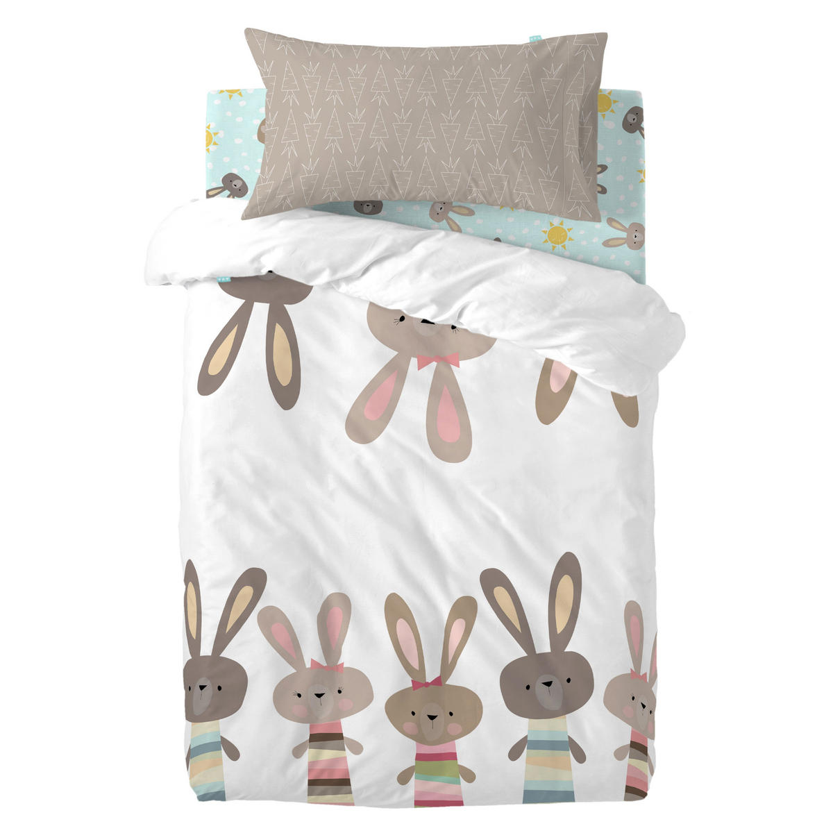 BETTBEZUG 2er-Set teiliges rabbit family 115x145 cm (kinderbett) mehrfarbig - Multicolor, Textil (115/145cm) - Happy Friday