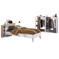 JUGENDZIMMER weiß, Eiche, Komplett-Set 5-teilig mit vielen Fächern - Eichefarben/Weiß, Holzwerkstoff/Kunststoff (95/123/206cm) - Parisot Meuble